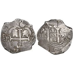 Potosi, Bolivia, cob 8 reales, 1684V.