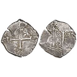 Potosi, Bolivia, cob 8 reales, 1692VR.