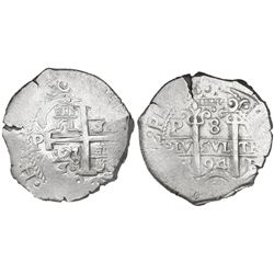 Potosi, Bolivia, cob 8 reales, 1694VR.