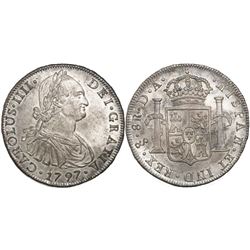 Santiago, Chile, bust 8 reales, Charles IV, 1797DA.
