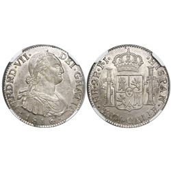 Bogota, Colombia, bust 2 reales, Ferdinand VII (bust of Charles IV), 1816FJ/JJ (scarce over-assayer)