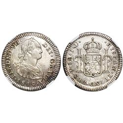 Popayan, Colombia, bust 1 real, Ferdinand VII, (bust of Charles IV), 1810JF, encapsulated NGC XF 45,