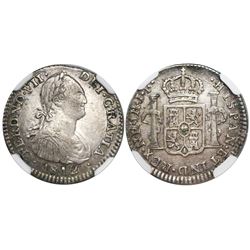 Bogota, Colombia, bust 1 real, Ferdinand VII (bust of Charles IV), 1812JF, encapsulated NGC VF 30, f