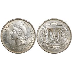 Dominican Republic (struck in Philadelphia), 1 peso, 1939.