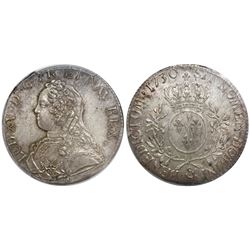 France (Aix mint), ecu, Louis XV, 1730-&, encapsulated PCGS MS 62 PCGS Secure, finest and only speci
