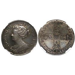 Great Britain (London, England), shilling, Anne, 1703, with VIGO below bust, encapsulated NGC XF-45.