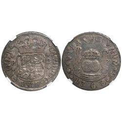 Guatemala, pillar 2 reales, Charles III, 1768P, encapsulated NGC F 12, finest and only specimen in N