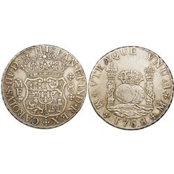 Mexico City, Mexico, pillar 8 reales, Charles III, 1768MF.