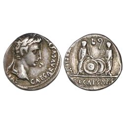 Roman Empire, AR denarius, Augustus, 27 BC-14 AD, Lugdunum (Lyon) mint, struck 2 BC-12 AD.