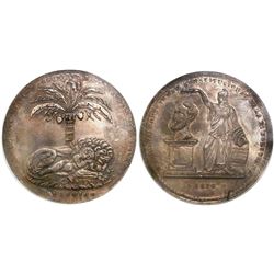 Potosi, Bolivia, large silver proclamation medal, Belzu, 1850, encapsulated NGC MS 63 (oversized sla