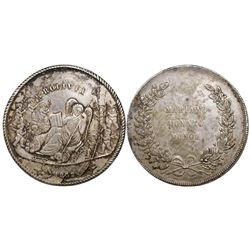 Potosi, Bolivia, large silver medal, 1852, personification of Bolivia / Munoz, rare, ex-Derman.