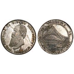 Potosi, Bolivia, 1/2 melgarejo-sized silver proclamation medal, 1867, small-diameter variety, rare.