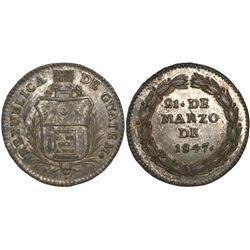 Guatemala, 1R-sized silver medal, 1847, Carrera.