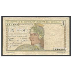 Uruguay, El Banco de la Republica Oriental del Uruguay, 1 peso Centenario issue, 18-7-1930, serial 3