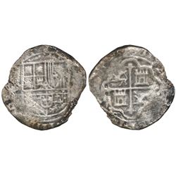 Mexico City, Mexico, cob 8 reales, Philip II or III, assayer not visible (F or F-oD).