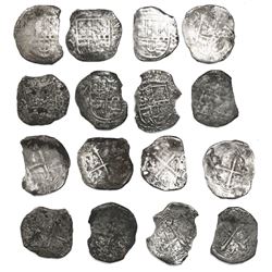 Lot of 8 Mexico City, Mexico, cob 8 reales, Philip III, assayer F (where visible).