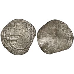 Potosi, Bolivia, cob 8 reales, Philip II, assayer B (5th period).