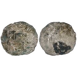 Potosi, Bolivia, cob 8 reales, (16)52E transitional Type IV, rare variety, ex-Mastalir collection.