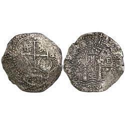 Potosi, Bolivia, cob 8 reales, (16)52E transitional Type VII/B, rare, ex-Mastalir collection.