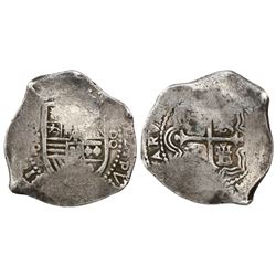 Mexico City, Mexico, cob 8 reales, Philip IV, assayer P (1660s).