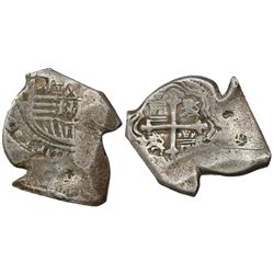 Mexico City, Mexico, cob 8 reales, Charles II, assayer L, with chopmarks as from circulation in the 