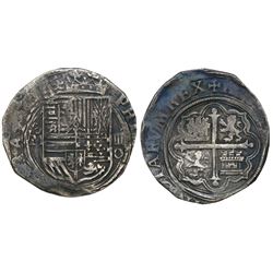 Mexico City, Mexico, cob 4 reales, Philip II, assayer O below denomination IIII to right, mintmark o