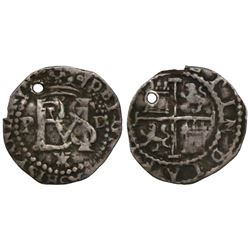 Lima, Peru, cob 1/2 real, Philip II, assayer Diego de la Torre, •D to right of monogram, star over X