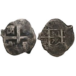 Lima, Peru, cob 1 real, 1752R, final year of Lima cobs, 2R-sized cross die.