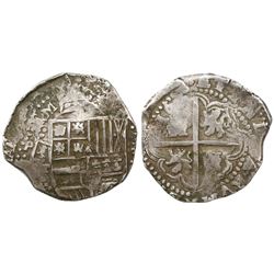 Potosi, Bolivia, cob 8 reales, Philip IV, assayer T (ca. 1640).