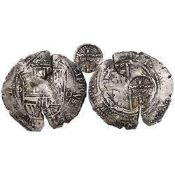 Potosi, Bolivia, cob 8 reales, (1)650O, modern 5, with crown-alone (rare) countermark on cross, from