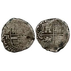 Potosi, Bolivia, cob 2 reales, Philip IV, assayer TR (1630s).