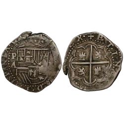 Potosi, Bolivia, cob 1 real, Philip II, assayer A.