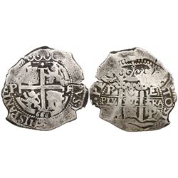 Potosi, Bolivia, cob 8 reales, 1666E.