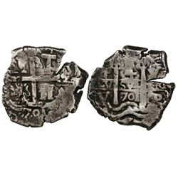 Potosi, Bolivia, cob 4 reales, 1701Y.
