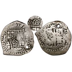 Guatemala, 2 reales "moclon," crown countermark (Type II, 1662) on a Potosi, Bolivia, cob 2 reales, 