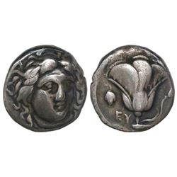 Caria, Rhodes, AR didrachm, 394-304 BC, Helios / rose.