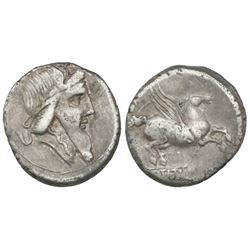 Roman Republic, AR denarius, Q. Titius, 90 BC, Rome mint.