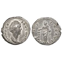 Roman Empire, AR Denarius, Diva Faustina Senior, wife of Antoninus Pius, died 141 AD, struck under A