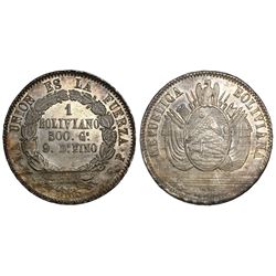 Potosi, Bolivia, 1 boliviano, 1865FP.