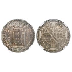 Brazil (struck in Lisbon), 640 reis, Maria I and Pedro III, 1783, full-arch crown, encapsulated NGC