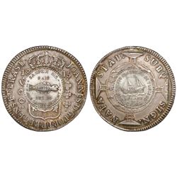 Brazil (Rio mint), 960 reis, Joao Prince Regent, 1815, struck over a Spanish colonial 8 reales, with