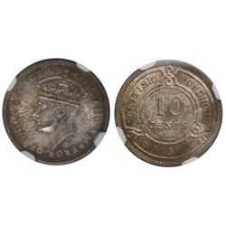 British Honduras, 10 cents, George VI, 1939, encapsulated NGC MS 64.