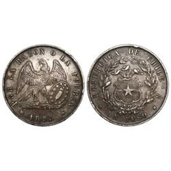 Santiago, Chile, 1 peso, 1855.