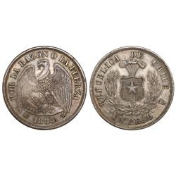 Santiago, Chile, 1 peso, 1885/3.