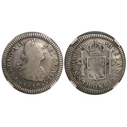 Bogota, Colombia, bust 1 real, Ferdinand VII (bust of Charles IV), 1816FJ, encapsulated NGC F 12.