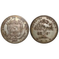 Costa Rica, 50 centavos, 1865GW.