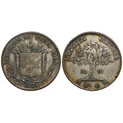 Costa Rica, 25 centavos, 1864GW, denomination in small digits, ex-Mayer.