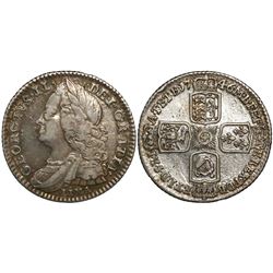 Great Britain (London, England), sixpence, George II, 1746, with LIMA below bust.