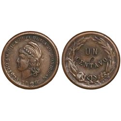 Honduras, bronze 1 centavo, 1880.