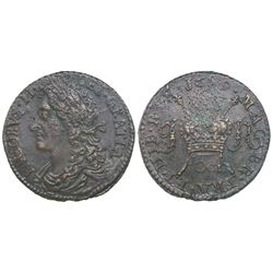 Ireland, brass "gun money" half crown, James II, 1689 Oct.